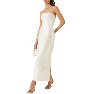 Leo Lin Womens Rayna Embellished Maxi Dress 6 Cream - NWT